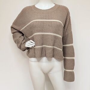 Charlotte Russe Brown and Cream Striped Sweater